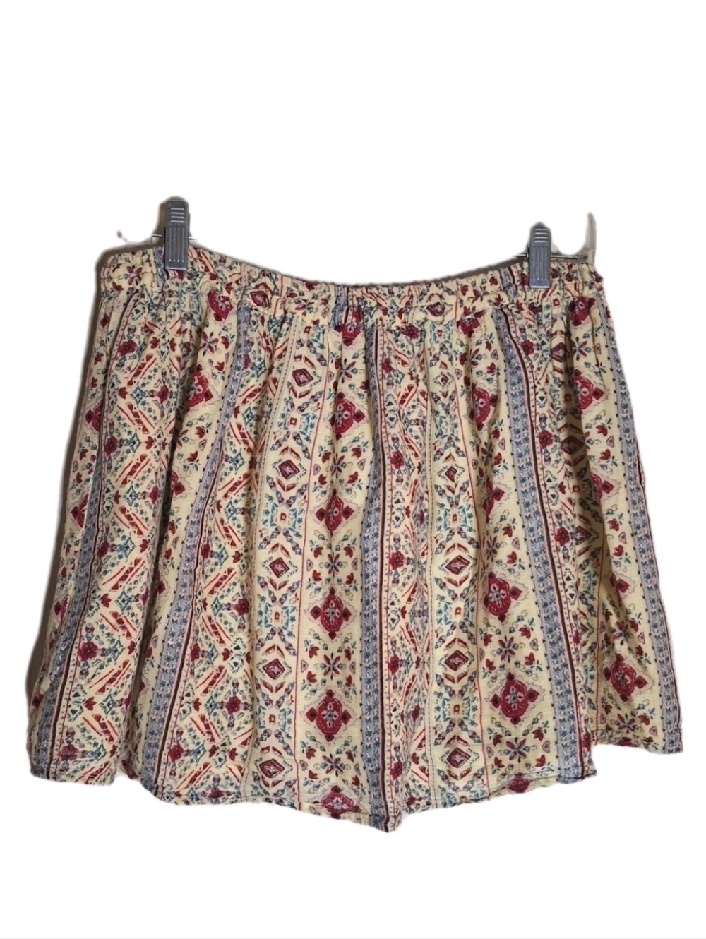 Forever 21 Cream Floral Micro Skater Mini Skirt Size Large Boho Cottagecore - Picture 3 of 9